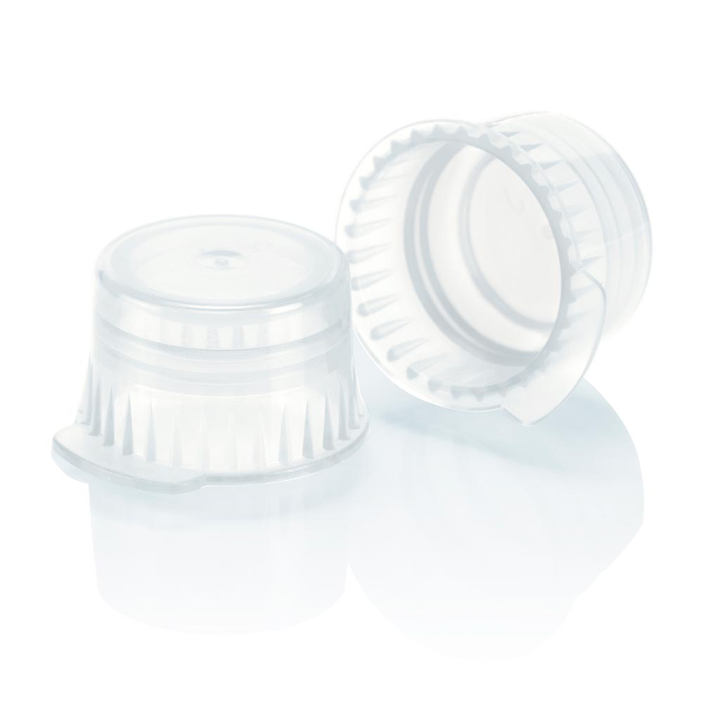 Globe Scientific Snap cap, Translucent clear, PE, for 12/13mm vacuum and Test tubes Image